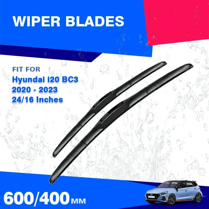 For Hyundai i20 BC3 Euro 2020 2021 2022 2023 Front Wiper Blades N Line Windscreen Windshield Window HD Brushes Kit Accessories