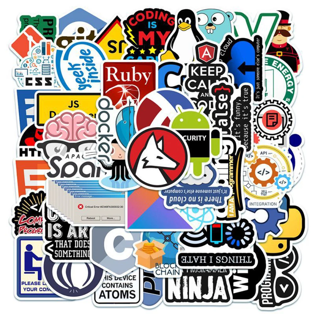 10/30/50pcs Notebook Programming Graffiti Stickers Funny Engineer Geek Java Cartoon Decals Toy Waterproof DIY Stationery Luggage