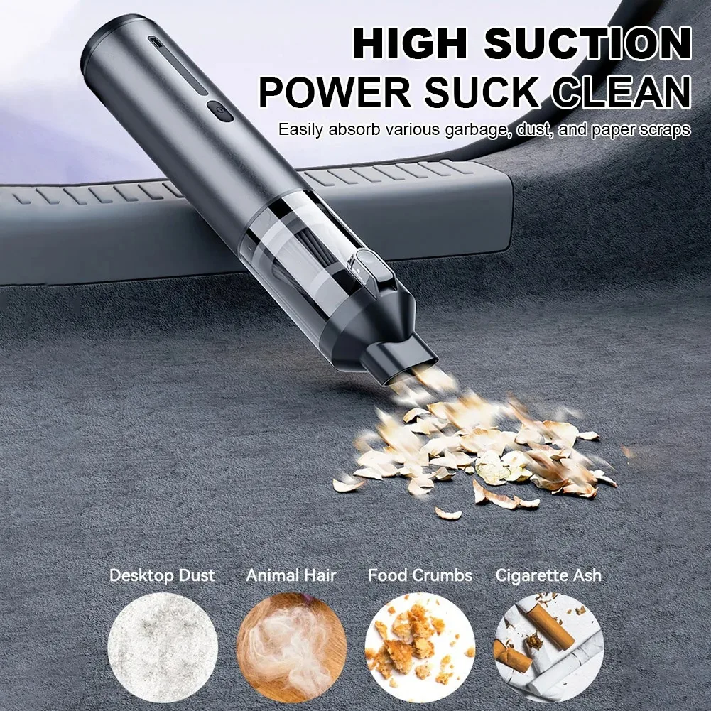 Household Suction Car Vacuum Cleaner, car Wireless Charging car Dust Blower, Powerful Small Handheld Mini 16000pa