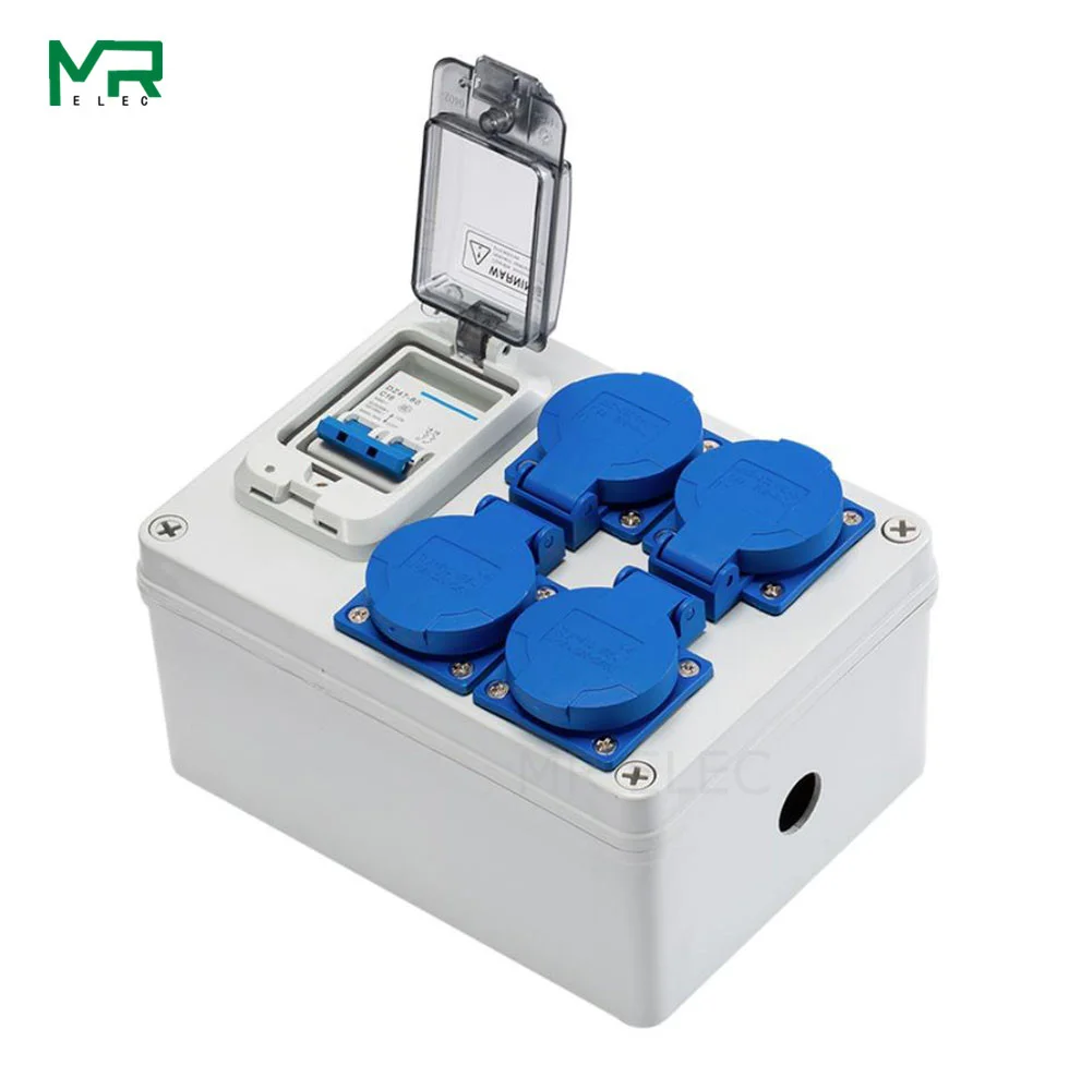 Home Wall Mounted 220V 10A Three Holes Outdoor Rainwater Socket Multi-Function Electric Car Charging Socket Box