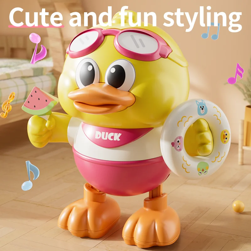 Electric Dancing Duck Toy Musical Light Up Singing Walking Robot Interactive Educational Toys for Toddlers Baby Boys Girls