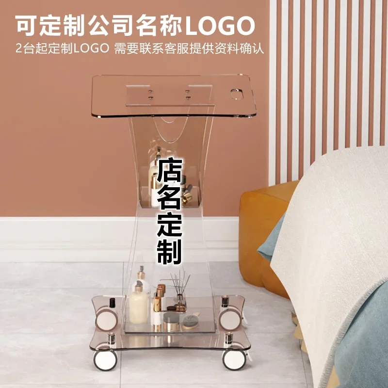 Beauty Instrument Dental Trolley Cart Medical Acrylic Shelf Utility Salon Trolley Hotel Salon Furniture Kosmetik Wagen FYST