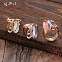 New Colored Oil Painting Geometric Line Alloy Ring, Fashionable And Simple, Women's High-end Elastic Ring