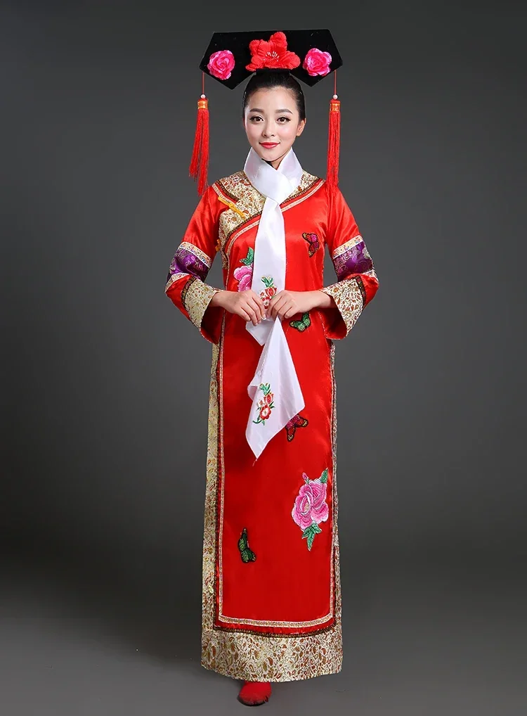 Qing Dynasty ancient clothing female ancient princess Manchu court concubine cheongsam clothing concubine student return bead gr