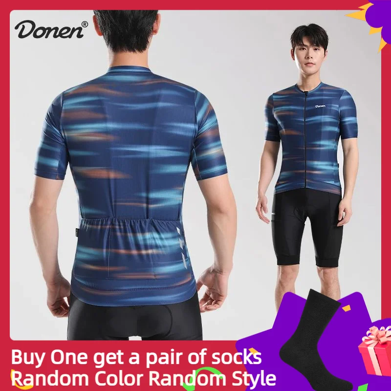 

DONEN Велосипедные майки для мужчин с карманами Летний велосипедный трикотаж Мужская быстросохнущая одежда с короткими рукавами для горного велосипеда