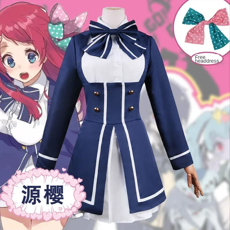 Anime Zombieland ZOMBIE LAND SAGA Minamoto Sakura Cosplay Costume Wig Cute Lolita Dress School Uniform Halloween Role Play Suit