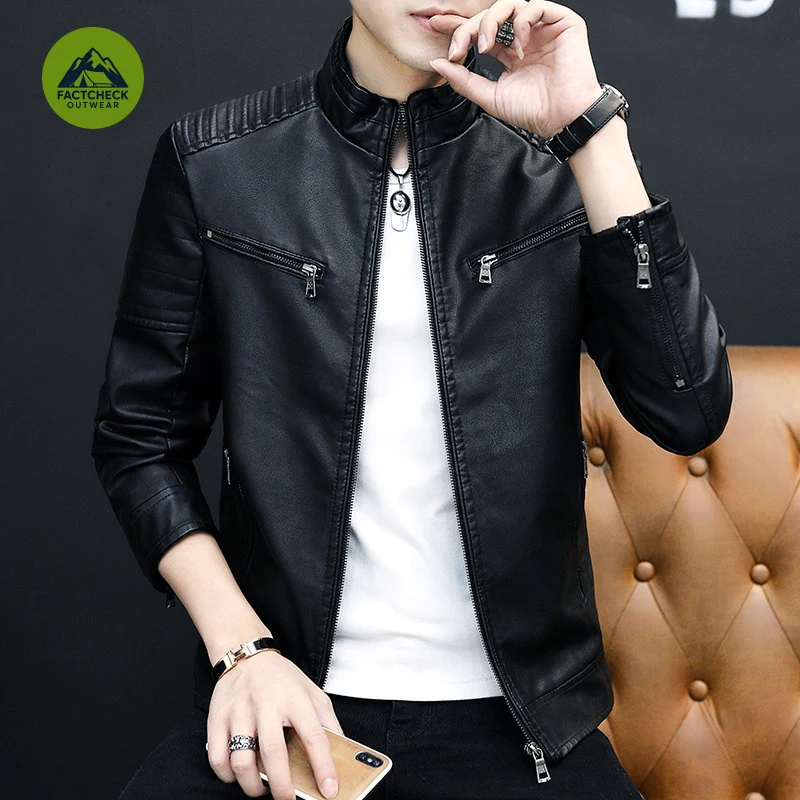 Picture 7: FACTCHECK EU US Size Luxury Quality PU Jacket Autumn Winter Stand Collar Flight Motorcycle Leather Jacket