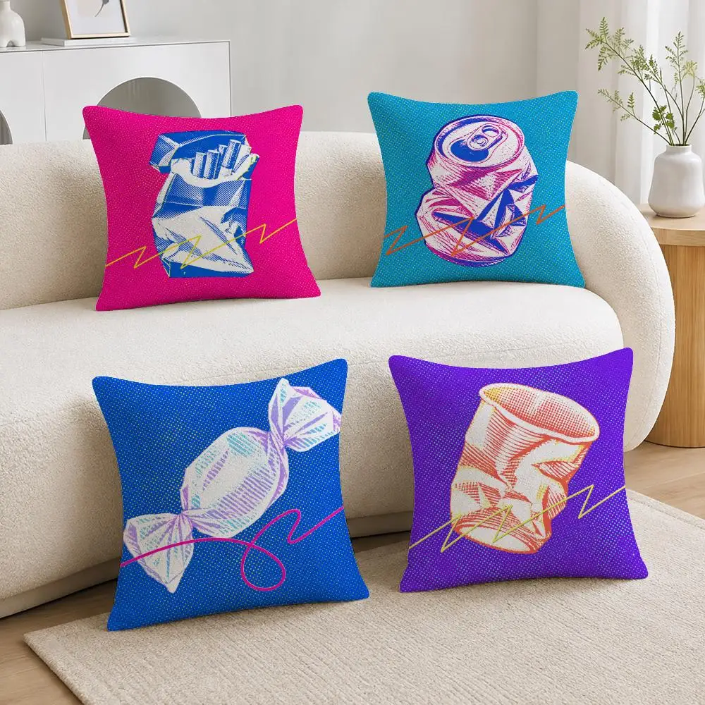 Retro Aesthetic Art Polka Dot Art Cushion Cover Soft Fluffy Short Plush  Pillow Case  Sofa Bed Home Decor