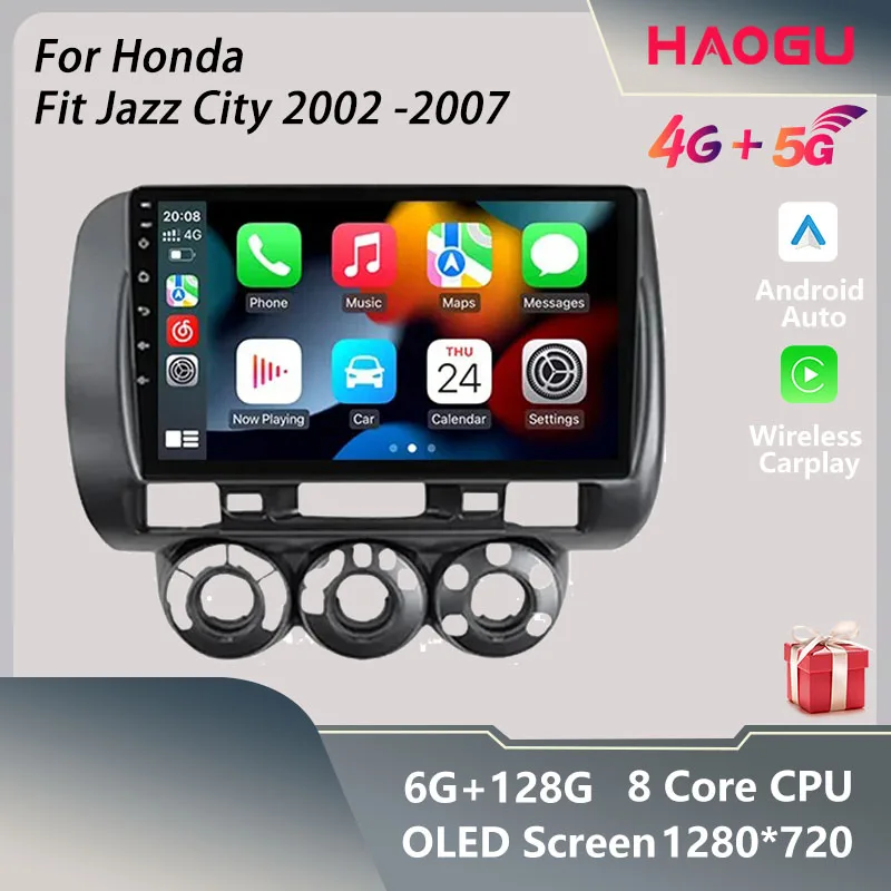 

HAOGU Android для Honda Fit Jazz City 2002- 2007Carplay автомобильный мультимедийный плеер DSP WIFI 4G навигация Android Авто GPS Carplay