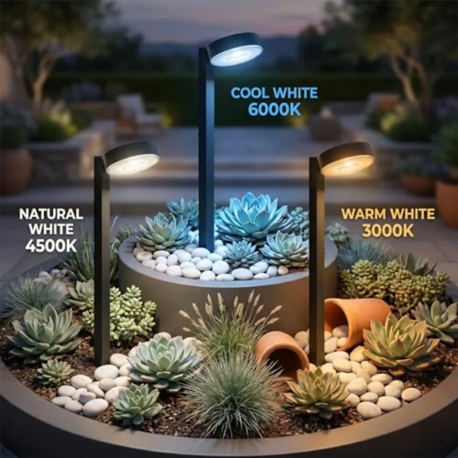 Upgraded Solar Pathway Lights Outdoor Waterproof - Pack 3 Color Temperature Solar Garden Lights Warm/Neutral/Cool White,Enhance