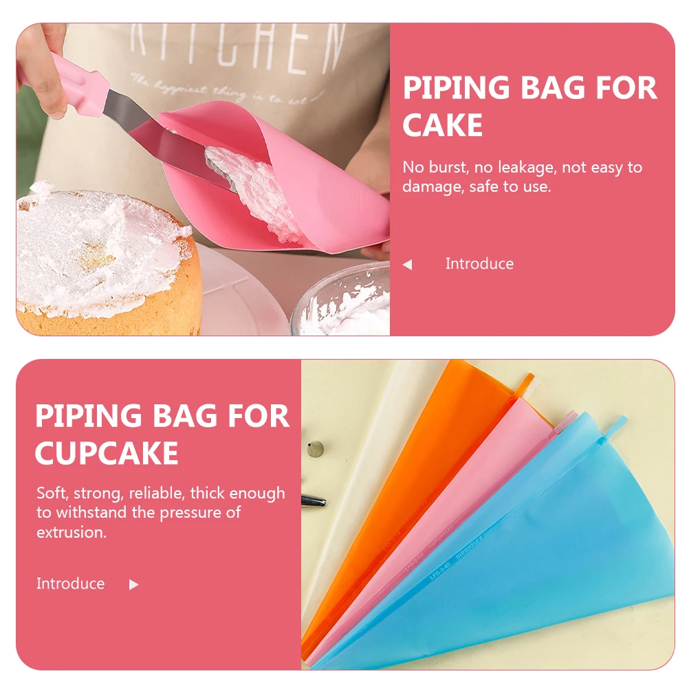

Silicone Piping Bag Pink 12 14 16 Inch Food Grade Safe Thick Strong Cake Decorating Frosting Bag Baking Tool Pastry Accessories