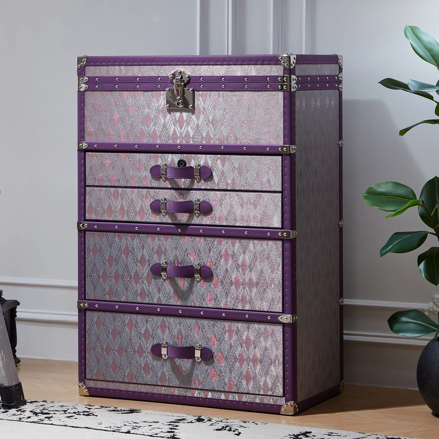 DSA Purple Bucket Cabinet Light Luxury Hard Box Bucket Cabinet Jewelry Storage Jewelry Cabinet