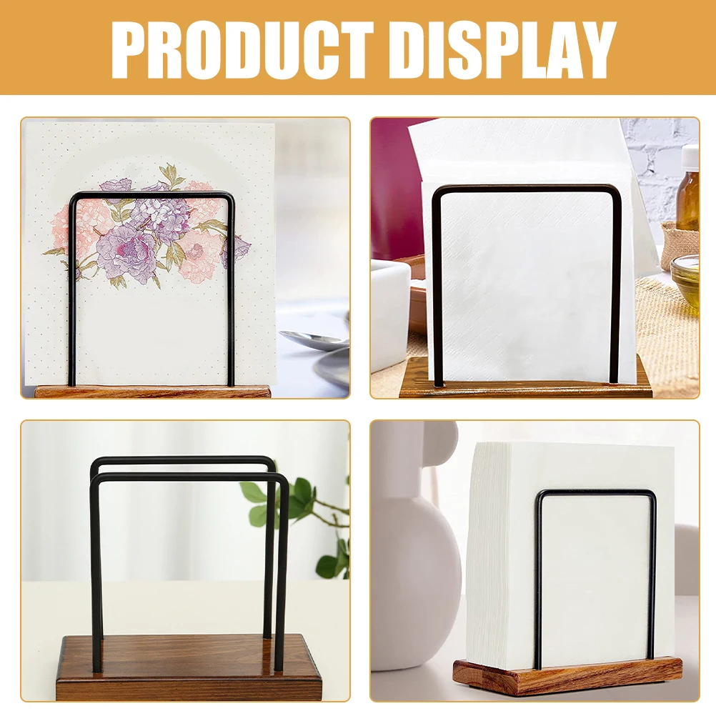 

Rustic Table Holder Iron Wood Stand Farmhouse Paper Holder Restaurant Dinner Napkin Container Sturdy Napkin Rack For