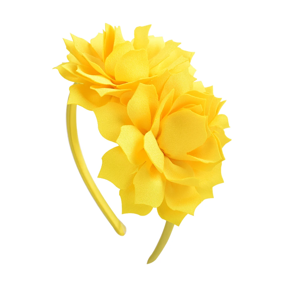 3.7 Inch  Solid Big Flower Headband Hair Band for Children Girls Bows Hair Hoop Grosgrain Ribbon Hair Accessories NEW Handmade