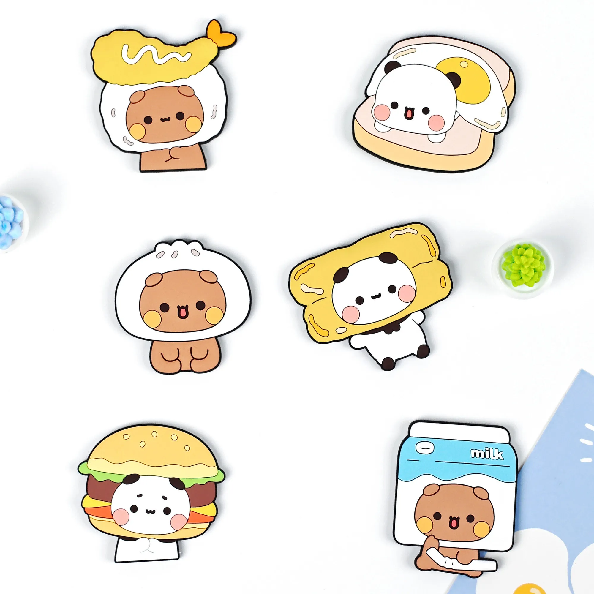

Yier And Bubu Magnetic Fridge Magnets Cute Creative Cartoon Panda Brown Bear Decorative Ornaments Home Kitchen For Adults
