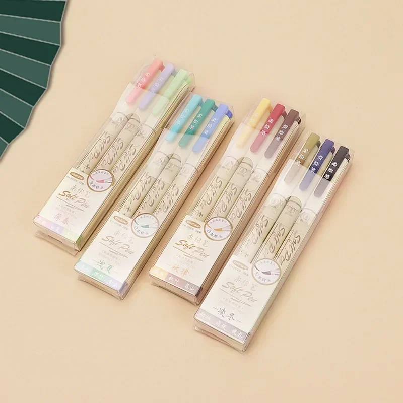 

3 Colors Drawing Pen Set Vintage Watercolor Lettering Art Marker Multicolor Soft Brush Tip Calligraphy Painting Art Supplies