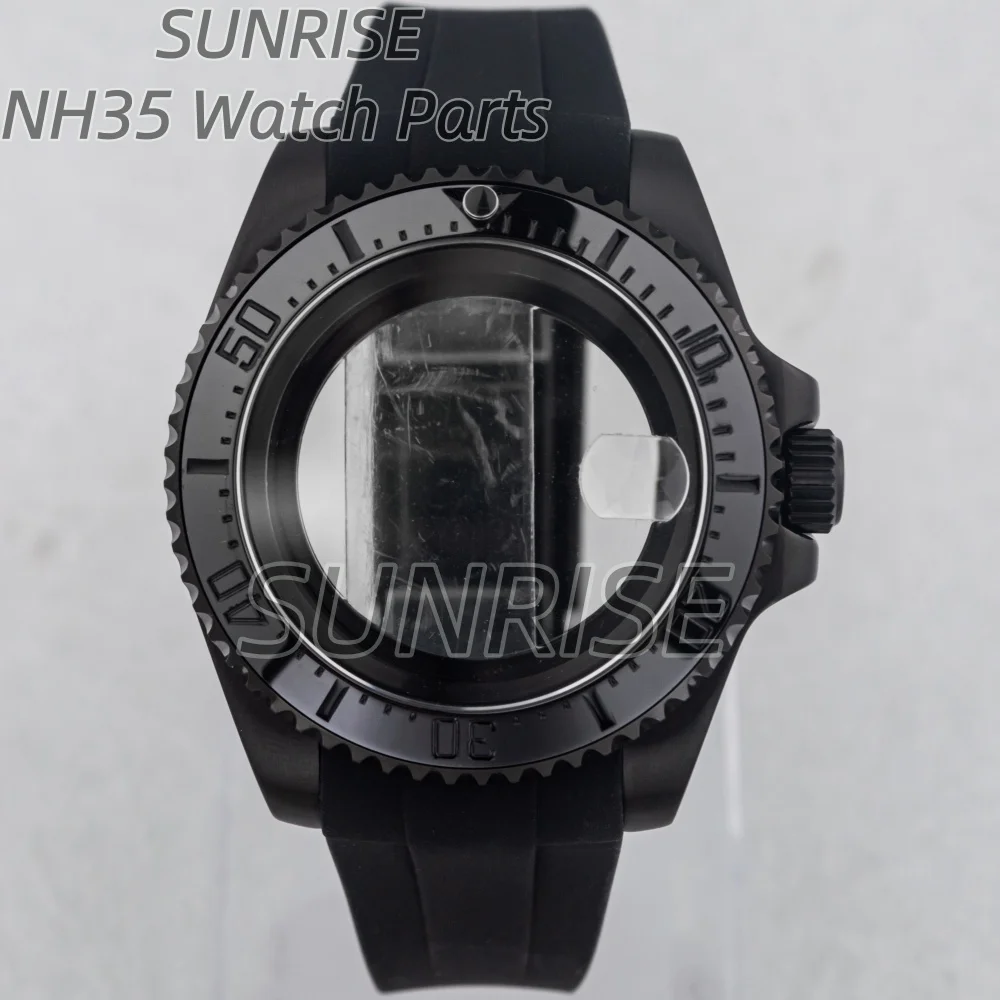 

40mm NH35 Case for Yacht-master NH34 NH35 NH36 movement 28.5mm Dial Sapphire Glass Rubber Strap Watch Case 316L Steel Waterproof