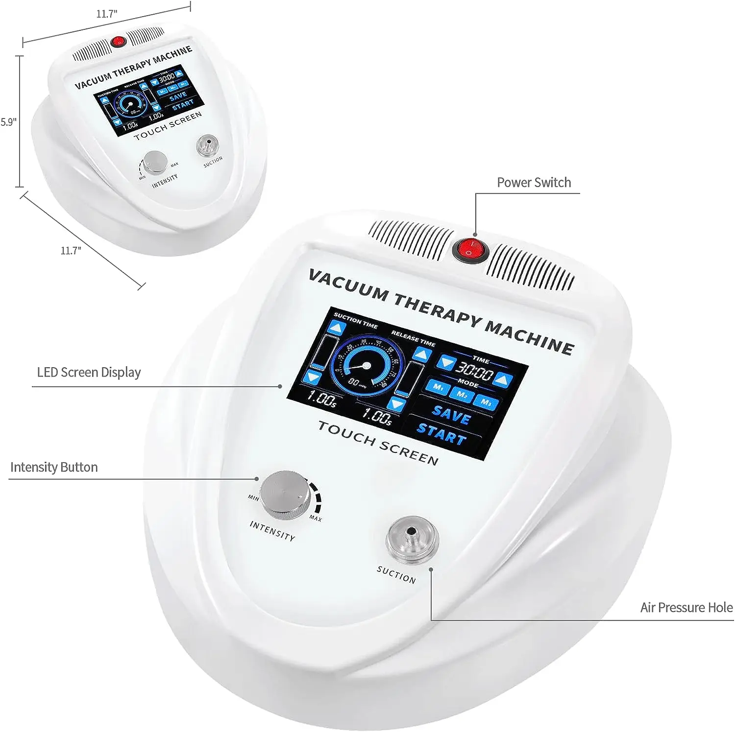 Vacuum Therapy Machine With Butt Back Vacuum Cupping Set 0-70 Cmgh with 24 Vacuum Cups and 3 Metal Guasha Head