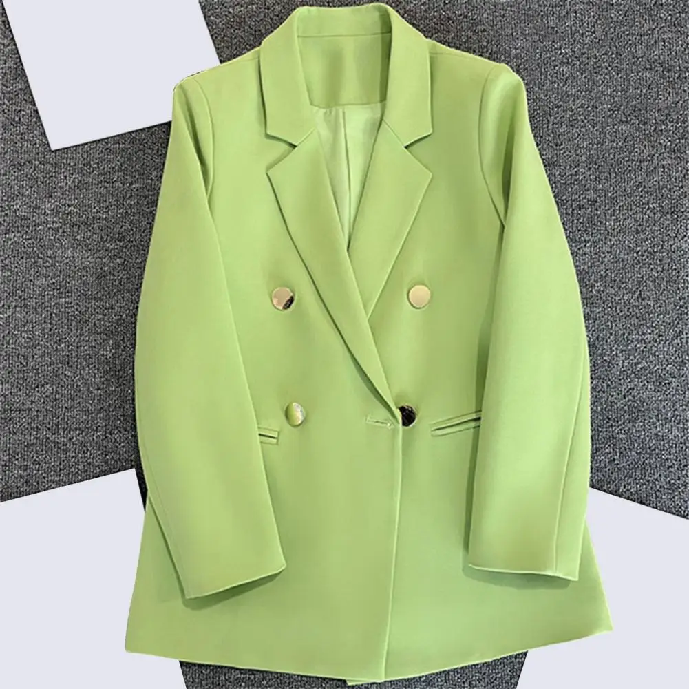 Women's Suit Coat Elegant Sports Casual Blazer Korean Fashion Double Breasted Suit Jacket with Pockets Loose Business Outwear