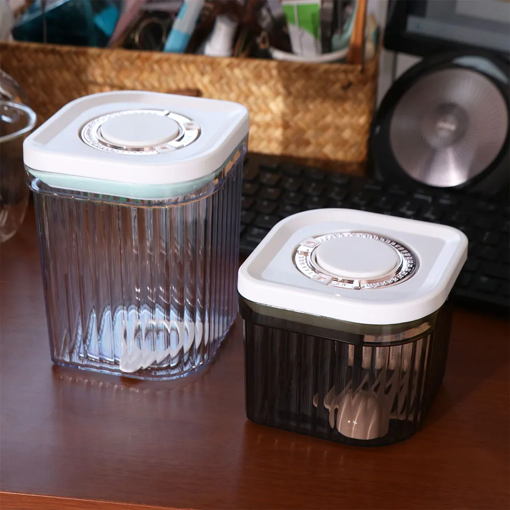 Stripe Pattern Milk Powder Storage Box with Spoon Plastic Milk Powder Can Leakproof Moisture Proof Grains Storage Jar Travel