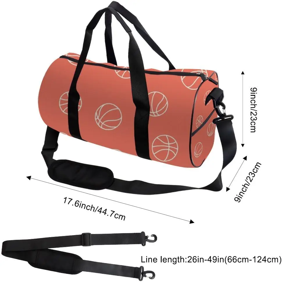 Basketball Sports Motif Foldable Gym Duffle Bag for Men Women Tote Bags Adjustable Shoulder Strap Convertible Carry Backpack