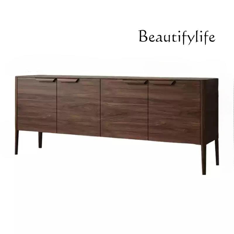 Black walnut side cabinet New Chinese simple living room Dining side cabinet Storage storage Bedroom end cabinet