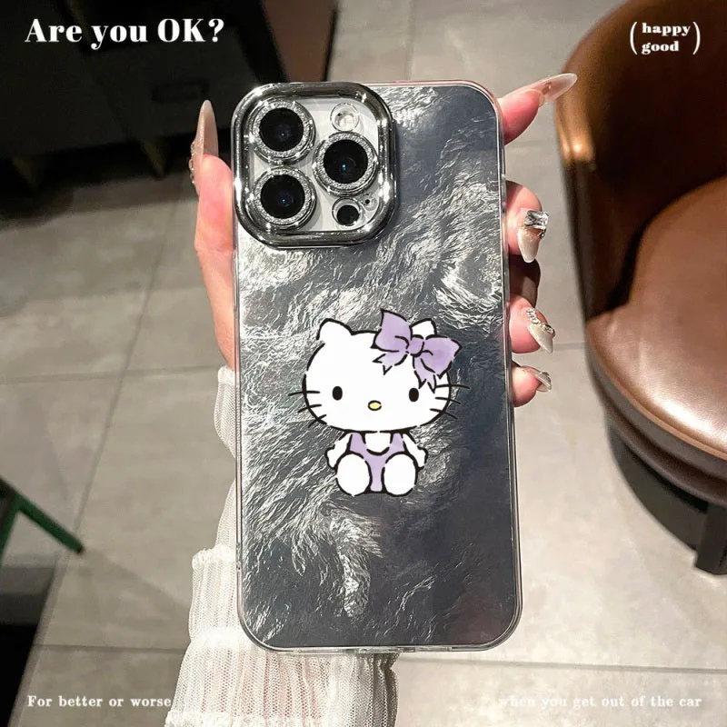 مرحبا كيتي آيفون 17 برو ماكس الليزر الجليدي نمط جراب هاتف عدسة فيلم أبل 12 13 14 15 16 الدقة ثقب دوامة