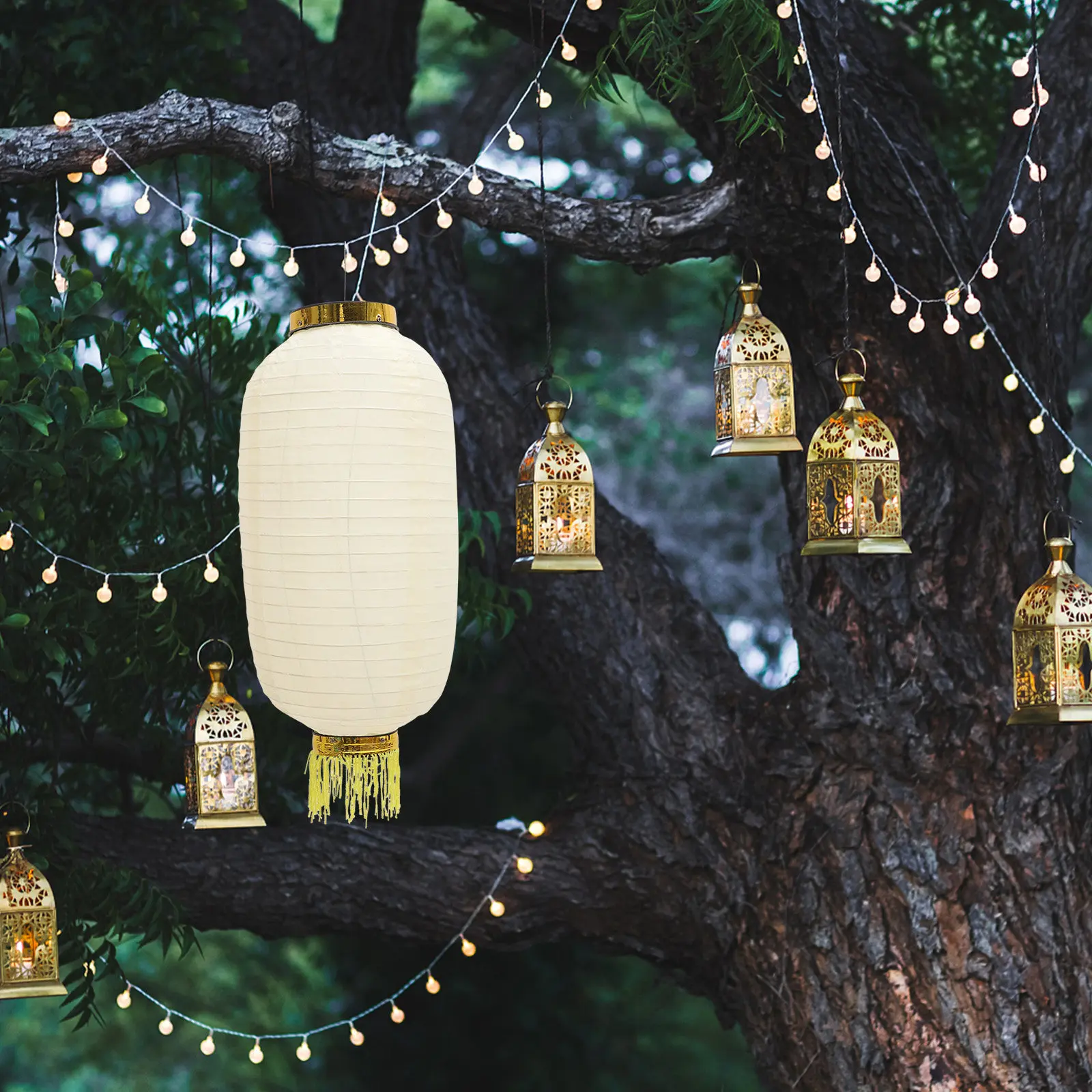 

2 шт. складных японских фонариков, водонепроницаемые, из премиальной бумаги, со стальным каркасом, для украшения вечеринок, свадеб, дней рождения, детских праздников, фестивалей