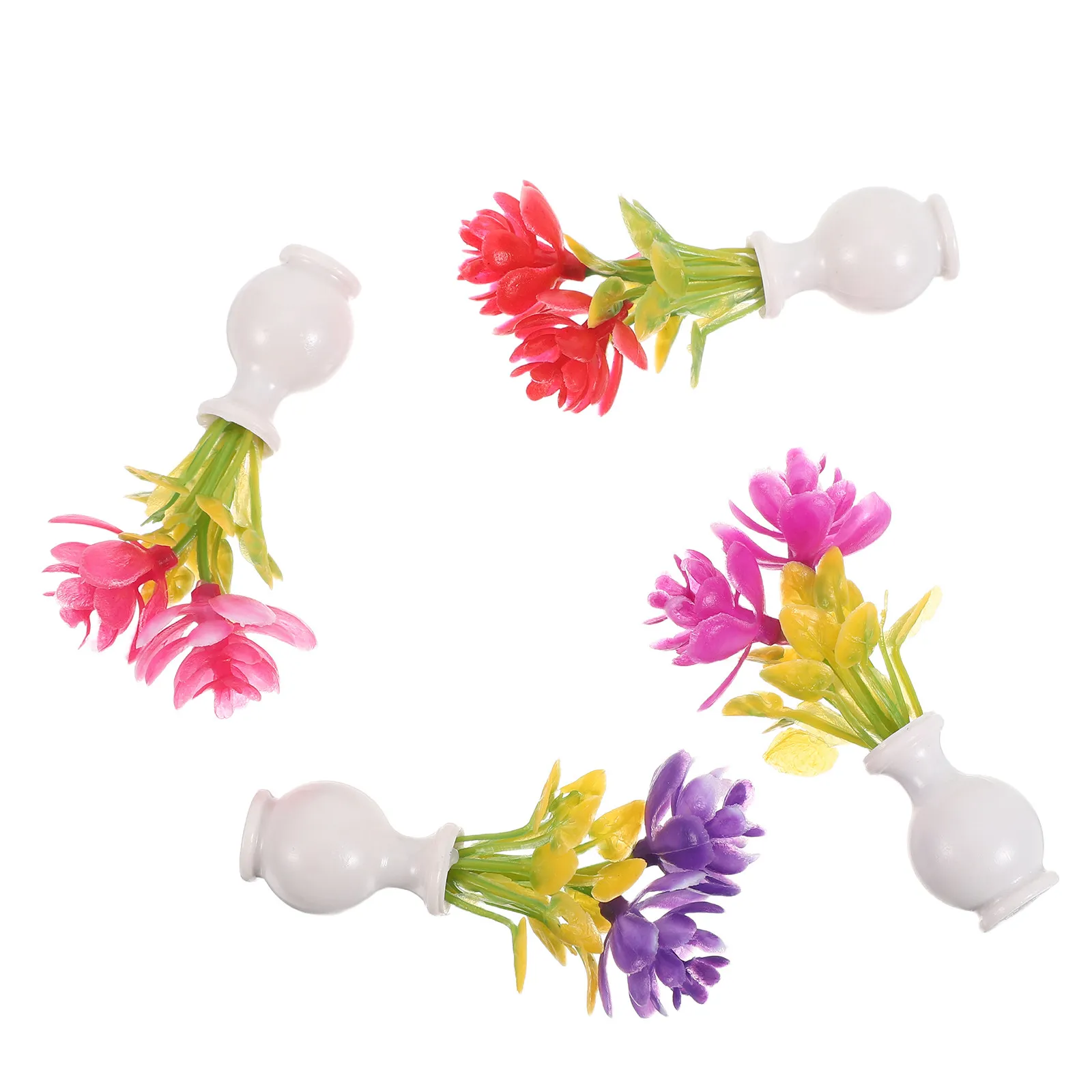 

4Pcs Miniature Vase with Flowers Small Artificial Flowers in Mini Bud Vase for Dollhouse Decoration DIY Dioramas Fairy Garden