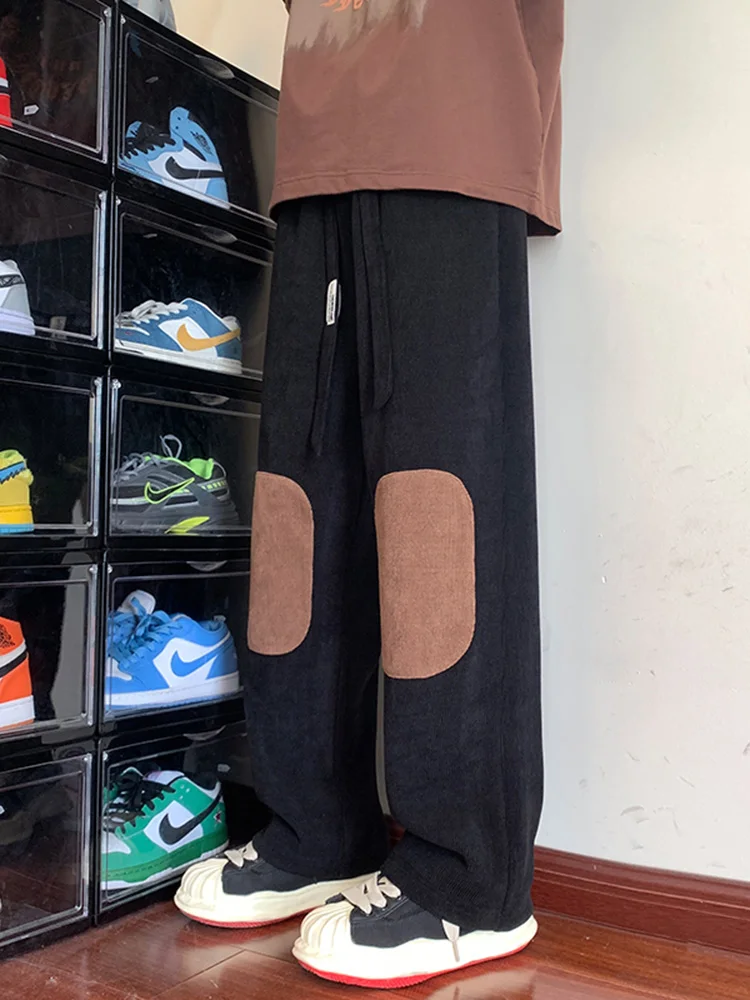 

Мужские вельветовые повседневные брюки: весенне-осенние, свободные, прямые, длинные, в американском ретро-стиле, с драпировкой, широкие штанины