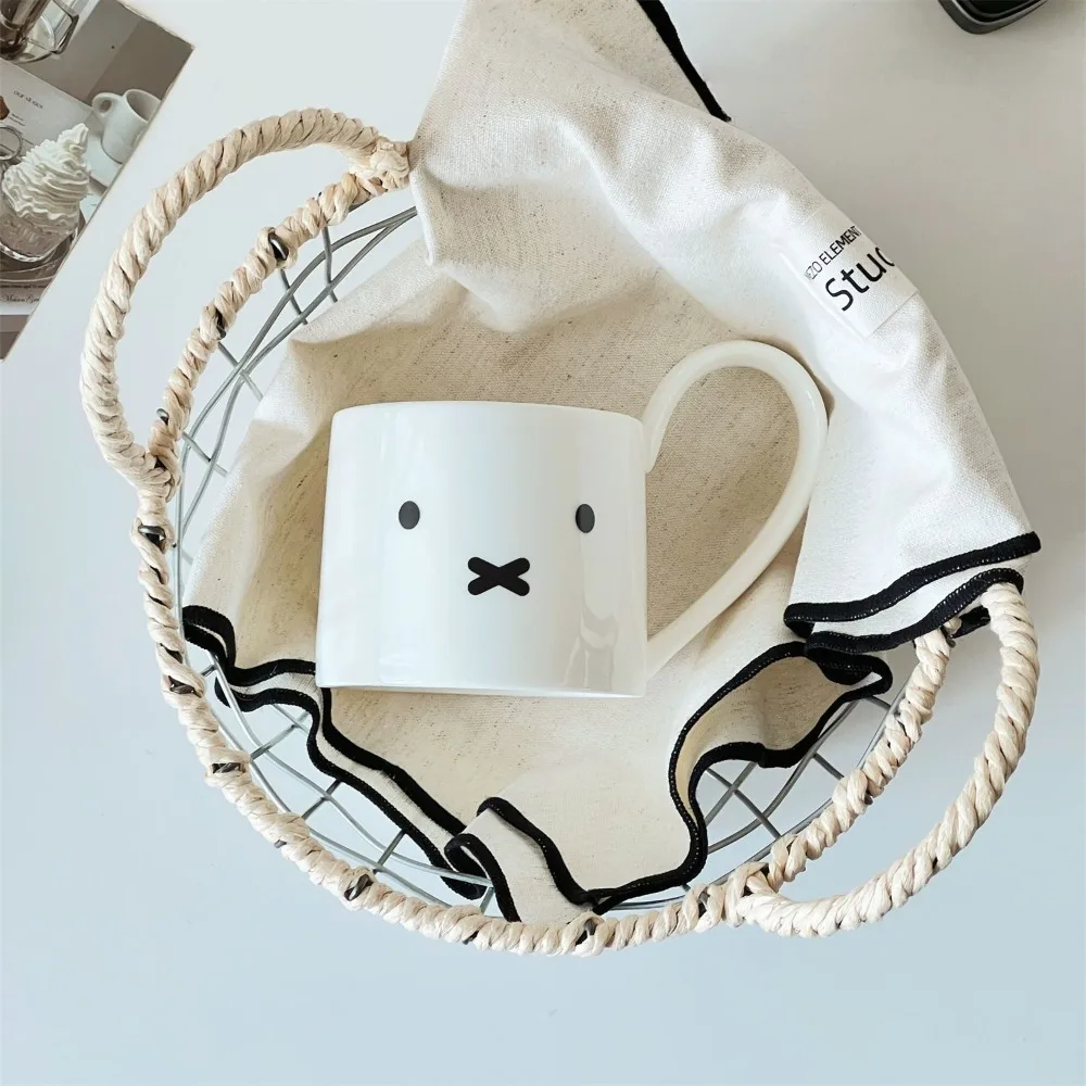 만화 미피 세라믹 커피 컵 귀여운 토끼 가정용 음료 컵 아침 우유 컵 고급스럽고 정교한 창의적 디자인
