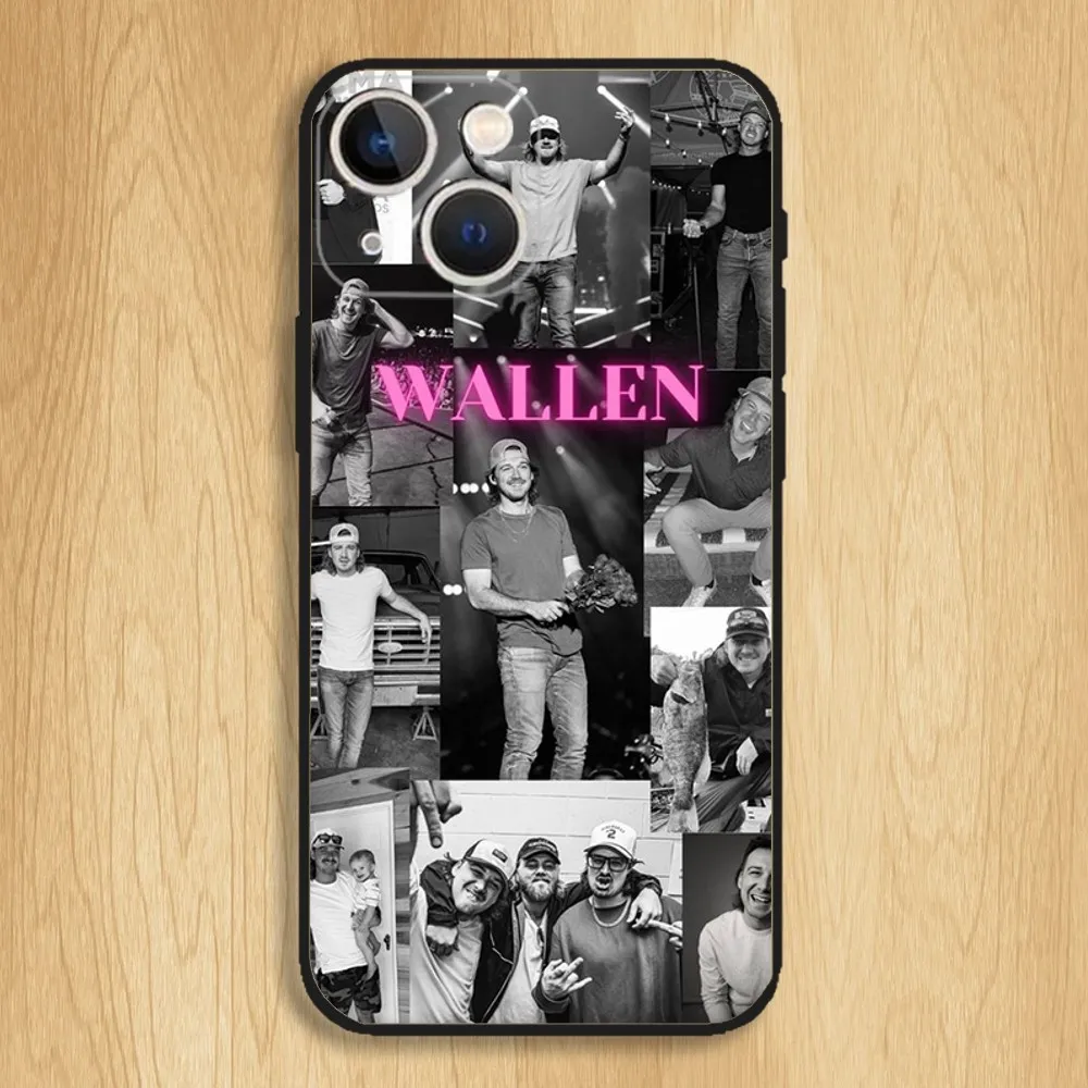 Morgan Wallen Singer Phone Case For iPhone15,14,13,12,11,Pro,Max,Plus,Mini,X,XS,XR,8,7,6,S,Plus,SE Soft Black Case