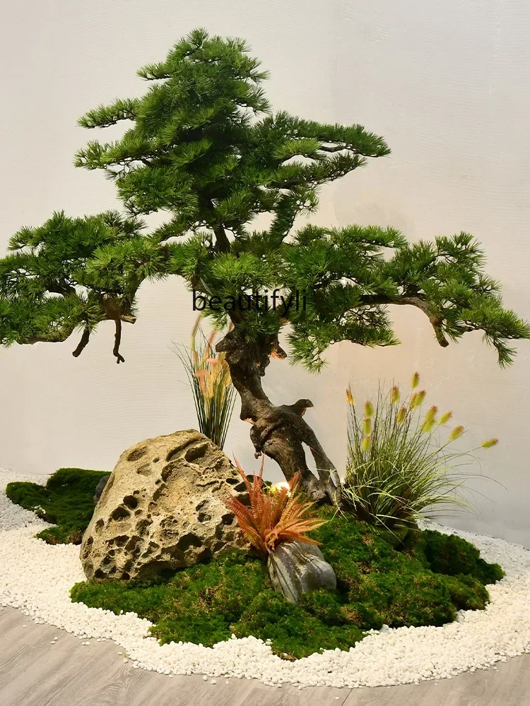 A48 Large-scale simulated welcome pine rockery stone landscape hotel clubhouse image wall decoration ornament