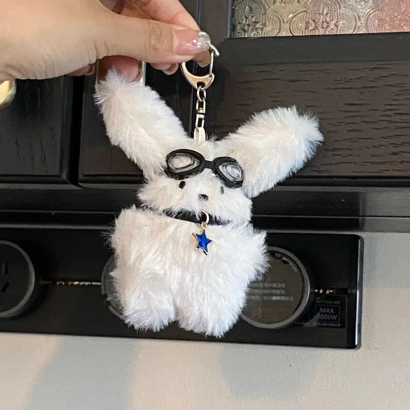 1PCS Cute Plush Pilot Rabbit Doll Key Chains Ring Woman Keychain Bag Charms Toy Car Keyring Party Gift Trinket Gifts for Friends