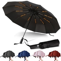 12 Bone Black Glue Fully Automatic Umbrella With Thick And Durable Keel Three Fold Umbrella UV Resistant Folding Umbrella