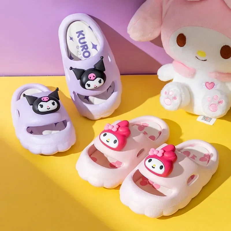 

Sanrio Cinnamoroll Children Sandals Cute Kuromi My Melody Cartoon Slippers Non-slip Home Bathroom Sandals Parent-child Outdoor