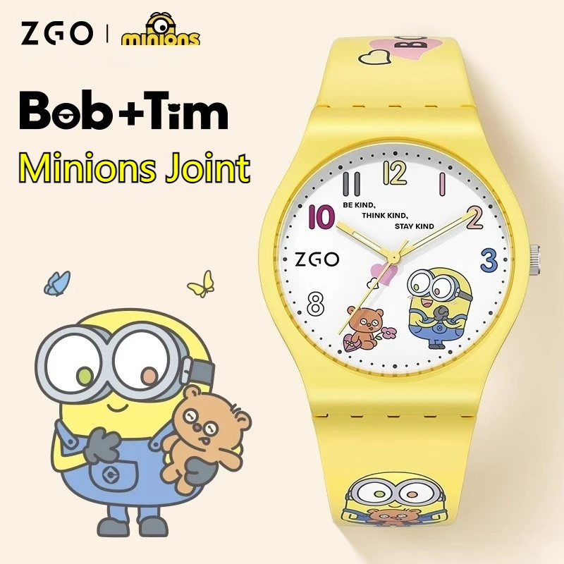 ZGO Minions Watch Anime Children Cute Electronic Watch Waterproof Simple Cartoon Quartz Watch Kids Birthday Gift Boys And Girls