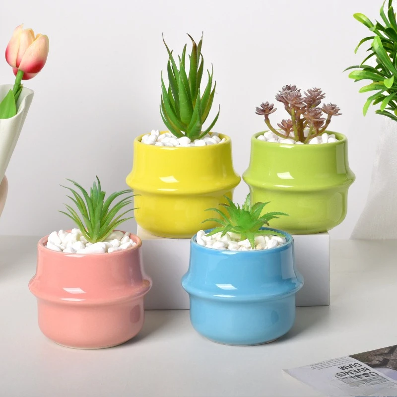 

Ceramic flower pot succulent plant pot breathable creative desktop decoration butterfly orchid green plant decoration