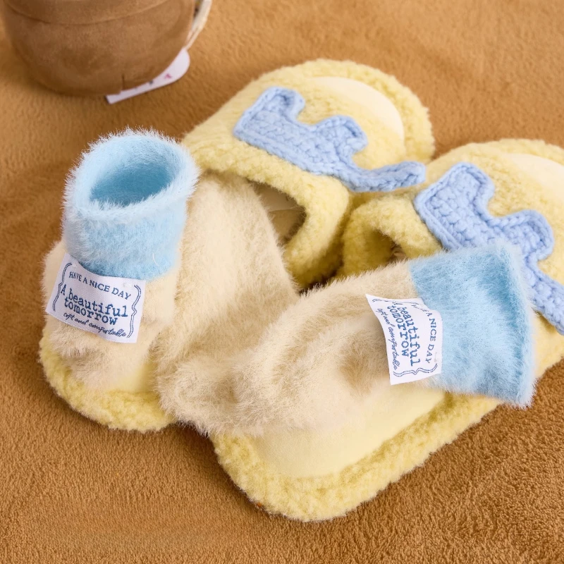 

Плюшевые утепленные носки, женские осенние и зимние теплые носки среднего размера, милые тканевые носки для девочек, одинаковые по цвету напольные носки для сна