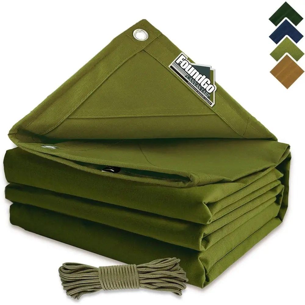 

Холщовый брезент 10x16 футов, 22 мил брезента, холст 14 унций, прочная ткань, водостойкий/УФ-чехол с нержавеющими втулками и веревкой