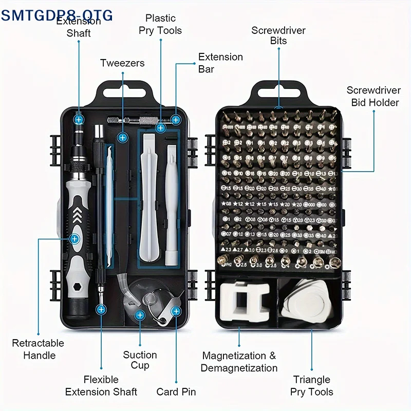 Quente! Conjunto de Chaves de Precisão Mini 115 em 1 para Reparo de Carros, Computadores, Celulares e Dispositivos, Ferramentas Manuais Isoladas para Casa