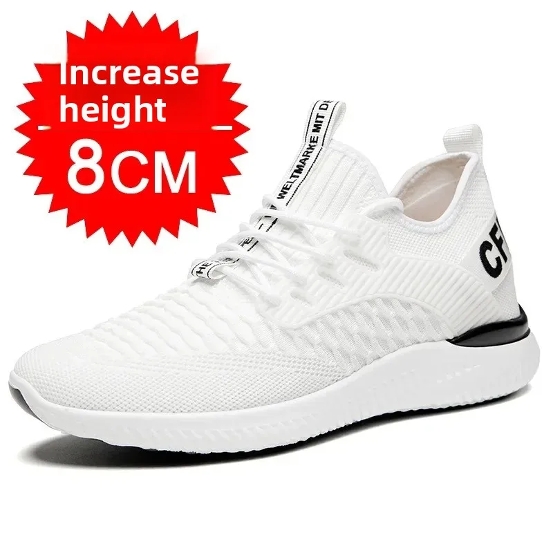 

Men Breathable Height Increase Shoes Lightweight Sneakers Invisible Height Increase Shoes 8cm Breathable Mesh Sneakers