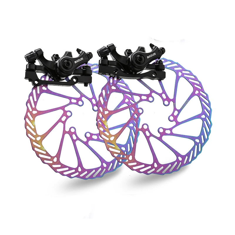 BUCKLOS Bicycle Mechanical Disc Brake Set Mountain Bike Linear Pull Disc Brake MTB Brake Calipers 160mm G3 Rotor Cycling Parts