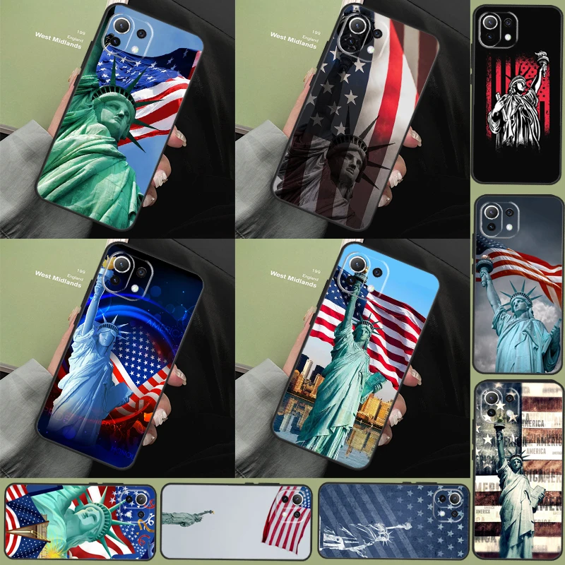 America Flag Statue of Liberty For Xiaomi 13 12 Lite 12X 11T 12T Pro Phone Case For POCO F5 Pro X3 X5 X4 F4 GT C40 M5s F3