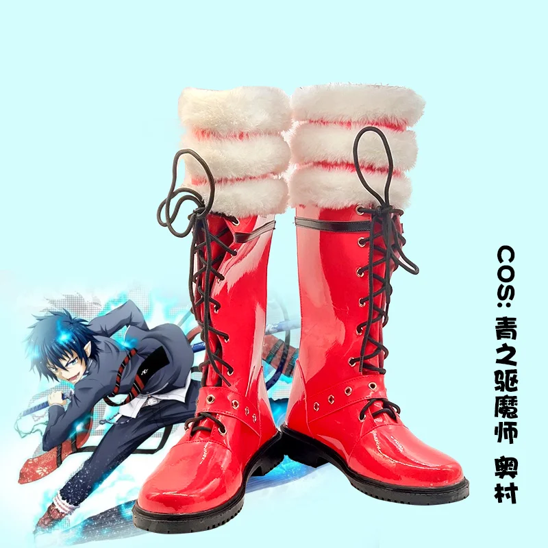 Anime Ao no Exorcist Blue Exorcist Okumura Rin Cosplay Shoes Boots Halloween Carnival Party Customize