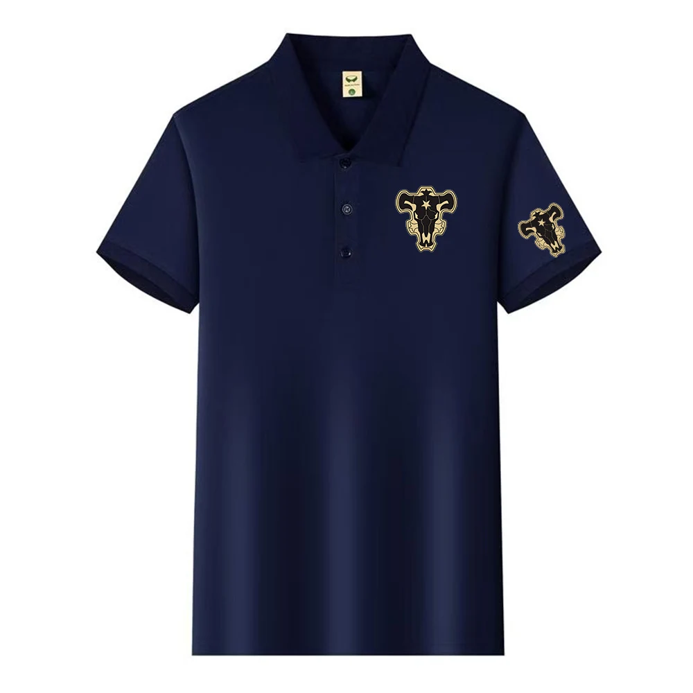 Animes Black Clovers Black Bull Logo Print 2026 Men's Solid Color Ultra-Light Polo Shirt Quick-Dry Breathable Sweat-Wicking Top