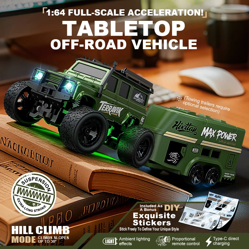 1: 64 Mini Off-Road Vehicle Toy, Simulation Model Remote Control Car Toy, with Lights and Music, Children's Birthday Gift