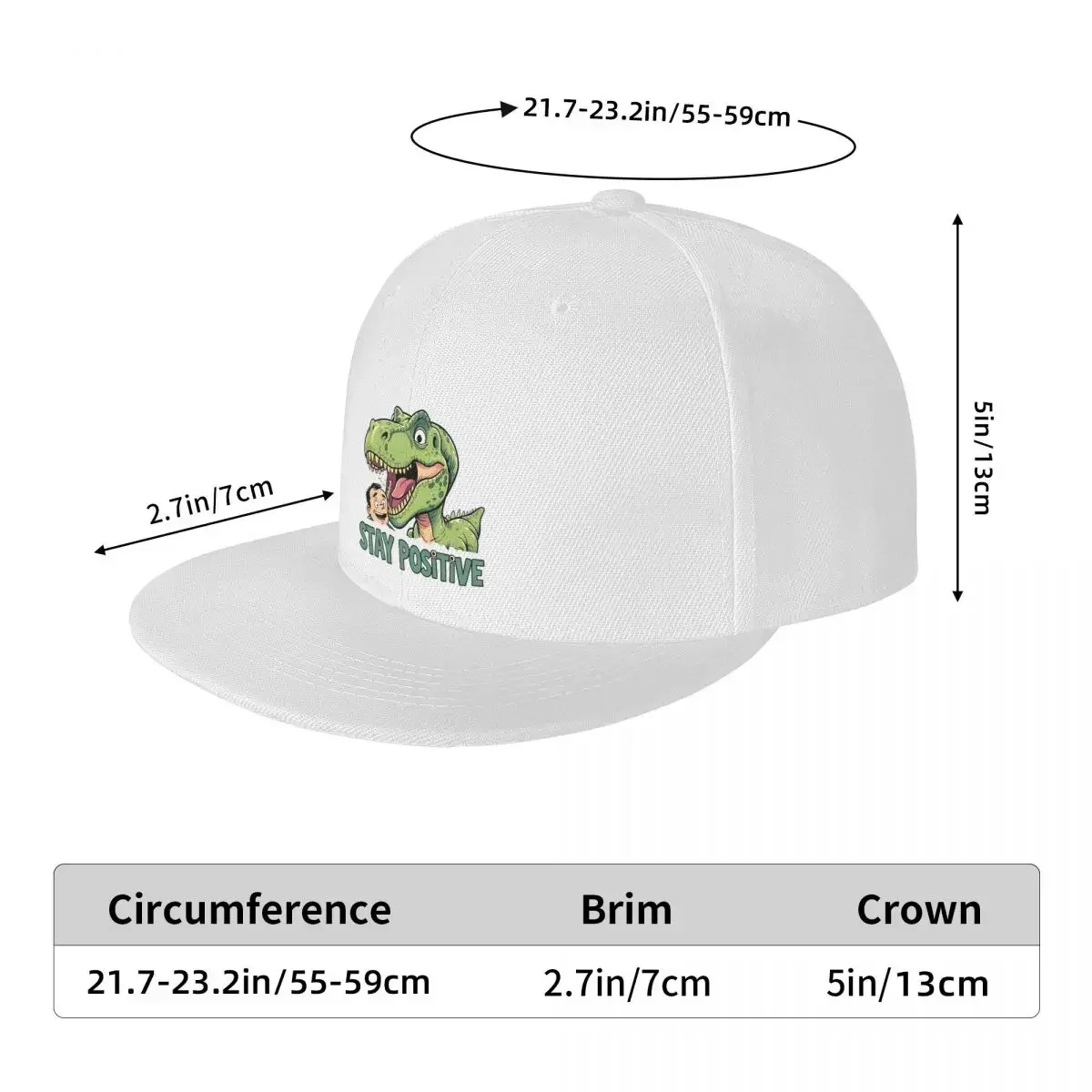 Stay Positive Funny T-Rex Dinosaur Sticker Baseball Caps Snapback Baseball Hats Casual Casquette Outdoor for Men's And Women's