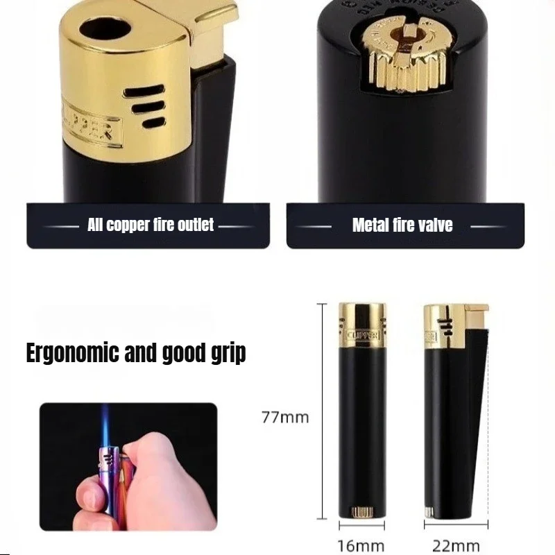 CLIPPER Metal Butane Gas Lighter Windproof Direct Spray Blue Flame Belt Gift Box Lighter Smoking Accessories Small Tool