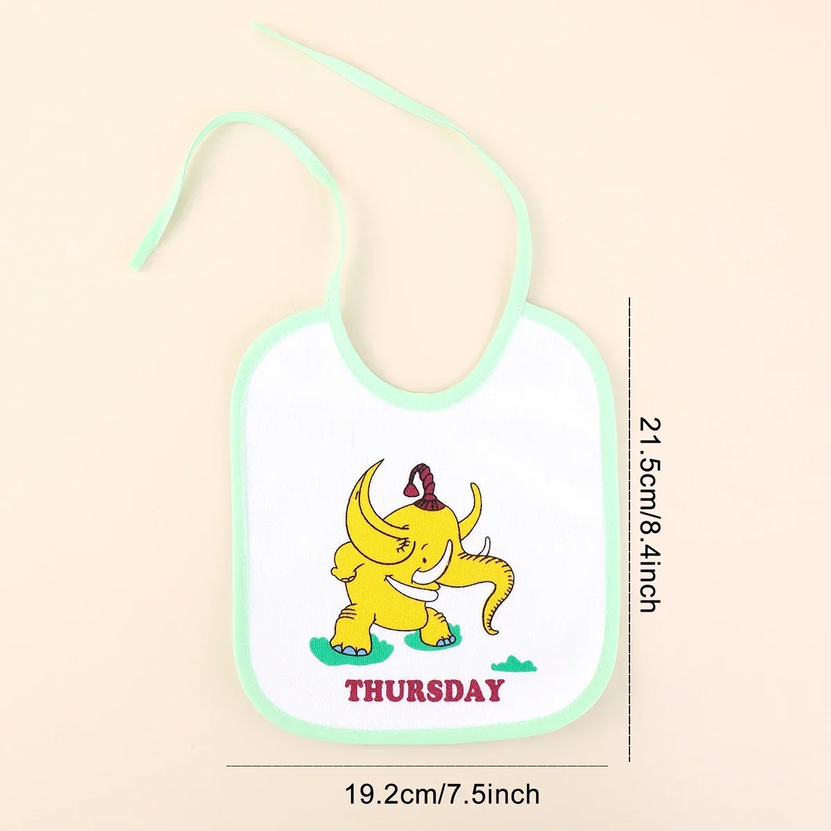 7pcs Set of Baby Girl and Boy Dinner Cloth Towel Straps Cartoon Printed Newborn Chest Cloth Saliva Towel U-shaped Saliva Towel